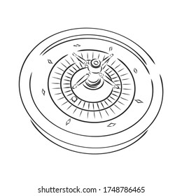 Casino Roulette Wheel Hand Draw Sketch Vintage Retro Style Elements for Your Design. Vector illustration. casino roulette, vector sketch illustration