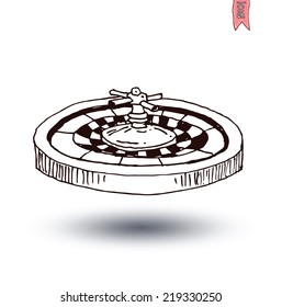 casino roulette wheel , hand drawn vector illustration.