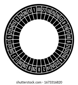casino roulette wheel isolated in black and white