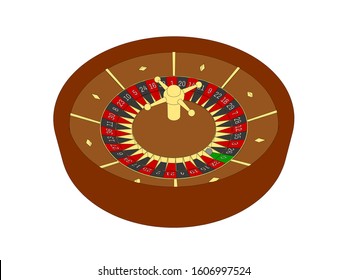 Casino roulette wheel. Isolated on white background. 3d Vector outline illustration.