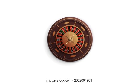 Casino Roulette wheel isolated on white background, top view