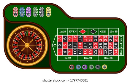 Casino roulette wheel with casino table graphic vector
