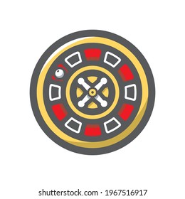 Icono del Vector de rueda del Casino Roulette Ilustración de dibujos animados.