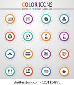 Casino round vector icons for user interface