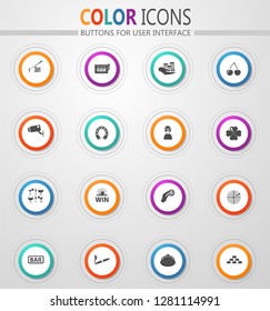 Casino round vector icons for user interface