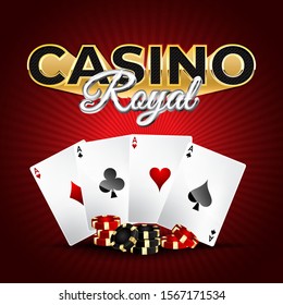 Casino royal background with element coin and card 