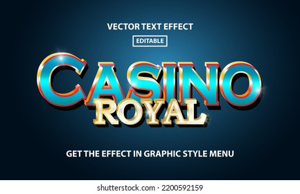 Casino Royal editable text effect template - 3D lettering with glossy blue gradient