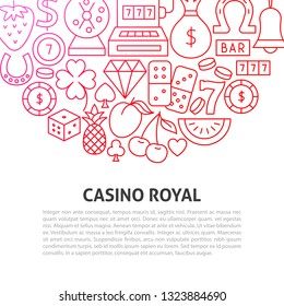 Casino Royal Line Concept. Vector Illustration of Outline Template.