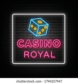 casino royal neon sign, design element, light banner, announcement neon signboard.