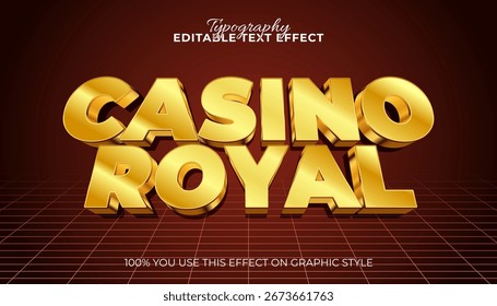 Casino Royale Typography Editable Text Effect - Golden 3D Text with Grid Background