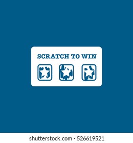 Casino Scratch Card Flat Icon On Blue Background