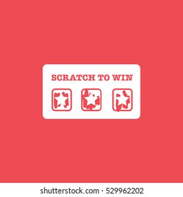 Casino Scratch Card Flat Icon On Red Background