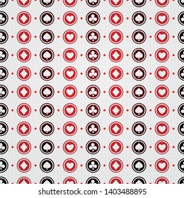 Casino seamless pattern with playing cards suits