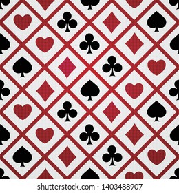 Casino seamless pattern with playing cards suits