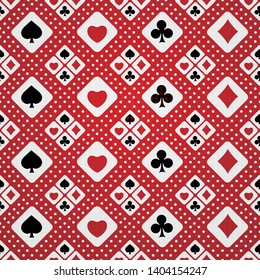 Casino seamless pattern with playing cards suits