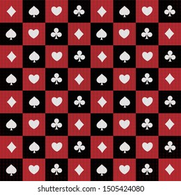 Casino seamless pattern with playing cards suits