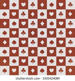 Casino seamless pattern with playing cards suits