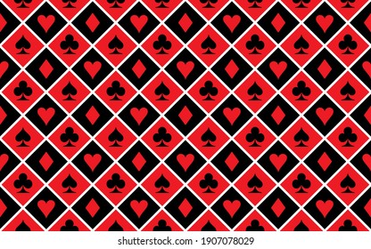 Casino seamless pattern with playing cards suits