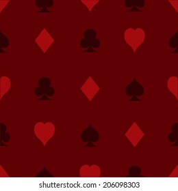Casino seamless pattern with playing cards suits