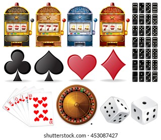 Casino set with cards and games illustration
