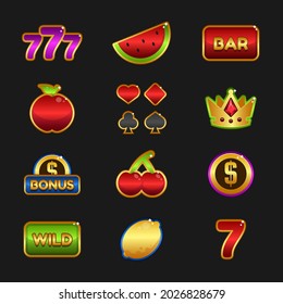 Casino set designed game user interface (GUI) illustration for video games, computers. Vector asset for creating medieval video games and computer game. puzzle, strategy, simulation