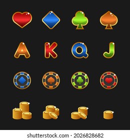 Casino set designed game user interface (GUI) illustration for video games, computers. Vector asset for creating medieval video games and computer game. puzzle, strategy, simulation