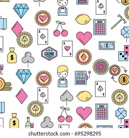 casino set icons pattern background