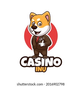 Casino Shiba Inu Cartoon Creative Mascot Logo