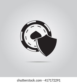 Casino shield vector icon