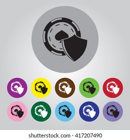Casino shield vector icon