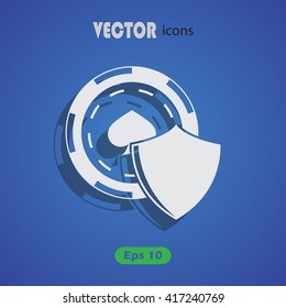 Casino shield vector icon