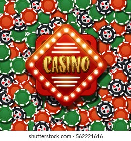 Casino sign with background of poker chips   