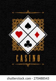 Casino sign with Card Suit symbol on textured background