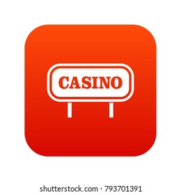 Casino sign icon digital red for any design isolated on white vector illustration