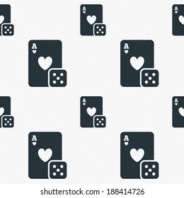 Casino sign icon. Playing card with dice symbol. Seamless grid lines texture. Cells repeating pattern. White texture background. Vector