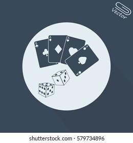 Casino sign icon. Playing card with dice symbol