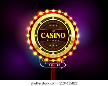 casino sign neon light outdoor vector illustration