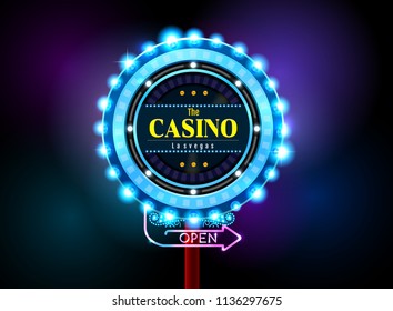 casino sign neon light outdoor vector illustration