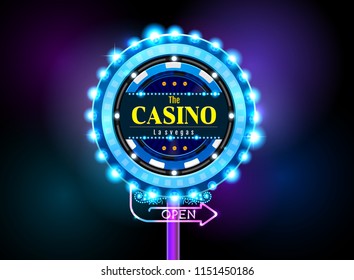 casino sign neon light outdoor vector illustration