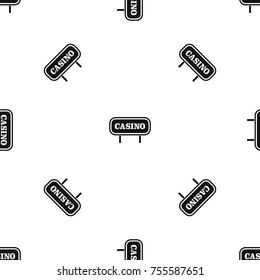 Casino sign pattern repeat seamless in black color for any design. Vector geometric illustration