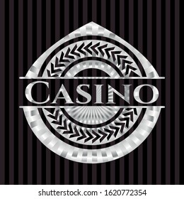 Casino silver shiny emblem]. Vector Illustration. Mosaic.