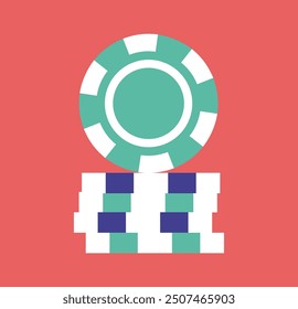 Casino simple flat style chips concept. Vector graphic design illustration element 
