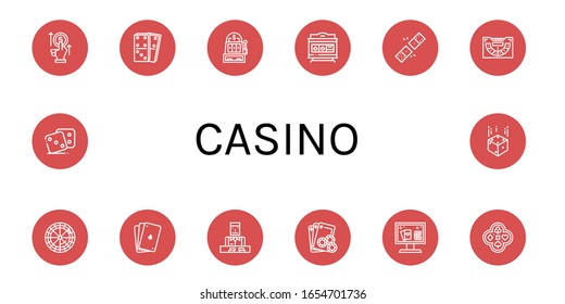 Casino einfache Symbole gesetzt. Enthält solche Symbole wie Bet, Dominoes, Slotmaschine, Baccarat, Roulette, Poker, Croupier, Gambling, Online Casino, kann für Web, Mobile und Logo verwendet werden