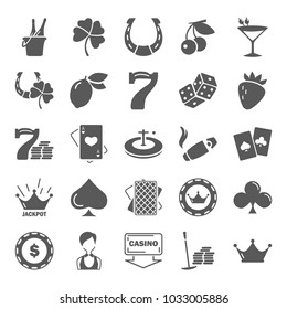 Casino simple icons set for web and mobile design