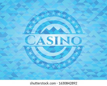 Casino sky blue mosaic emblem