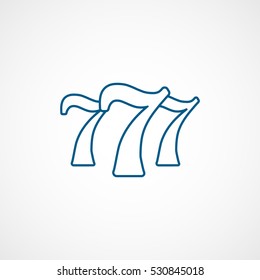 Casino Slot 777 Blue Line Icon On White Background