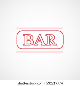 Casino Slot BAR Red Line Icon On White Background