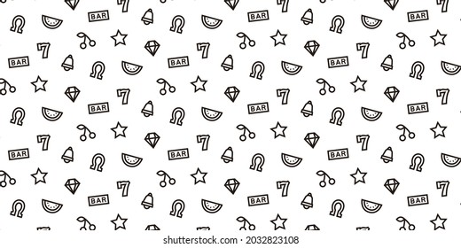 Casino slot icon pattern background for website or wrapping paper (Monotone version)