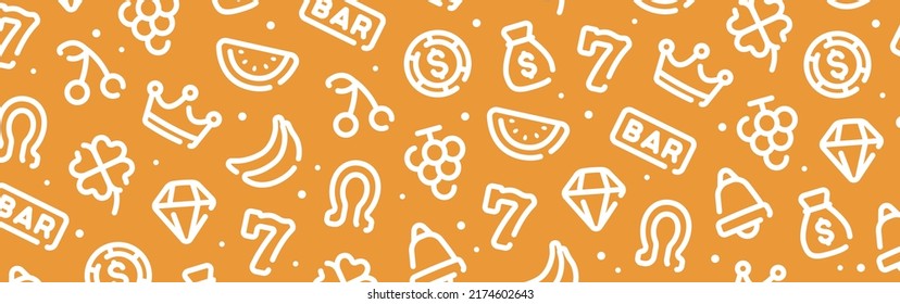 Casino slot icon pattern background wide banner