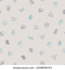 Casino slot icon pattern background for website or wrapping paper. Gambling hand drawn seamless pattern.